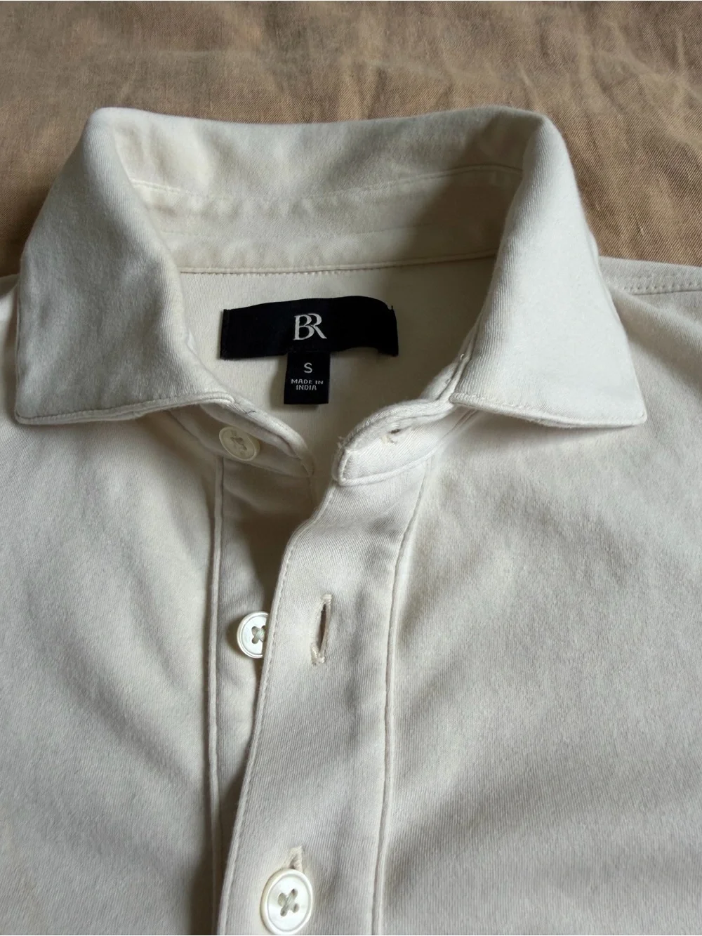 Banana Republic like-new long sleeve polo shirt mens small cream business casual